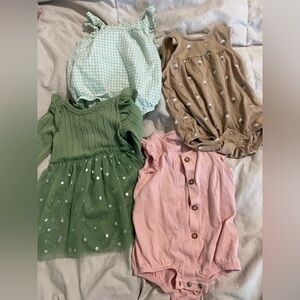 Charming Kids Dress Set - Green, Pink, and Brown
